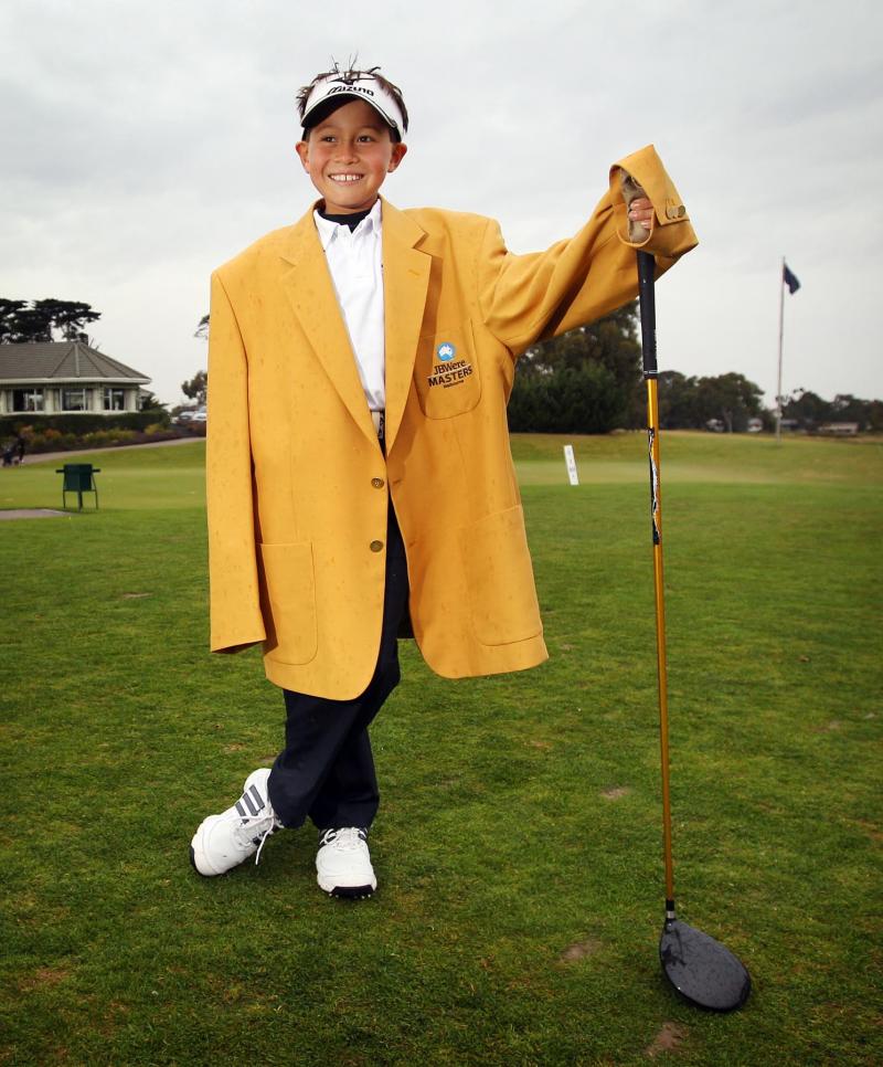 Karl wearing the gold JB Were Masters jacket, 15th August 2011